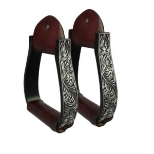 Tahoe Tack Black Engraved Adult Western Show Stirrups